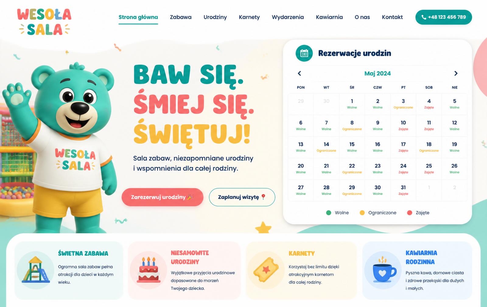 Koncepcja strony dla sali zabaw