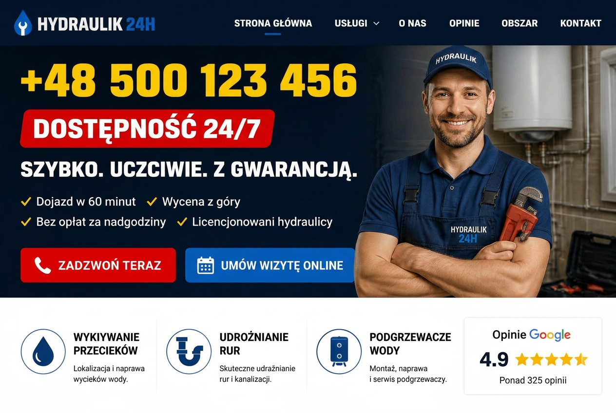 Koncepcja strony dla hydraulika